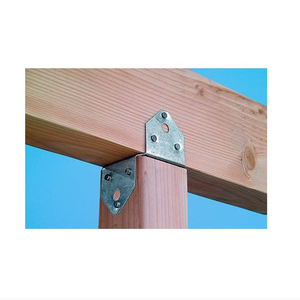 BC4SS 4 x 4 Dual Post Base/Cap, 18 gauge, Stainless Steel; BC4 4 x 4 Post Base/Cap Installed.  Installed as a post cap using nails.