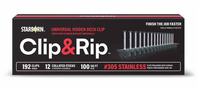 Clip & Rip Universal Hidden Deck Clip, 192 Clips for 100 sq ft, 305 Stainless Steel