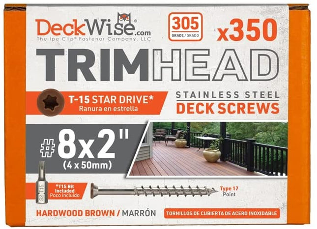 Deckwise Hardwood Brown Trim Screws, 350pcs, 305 Stainless Steel