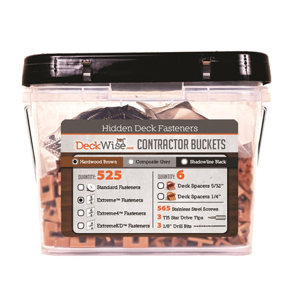 Ipe Clip Extreme Brown Clips, 525 pc box for 300 sq ft; Ipe Clip Extrene Brown Clip, front and back view