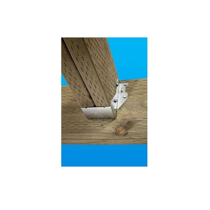 LUS26-2SS Double 2 x 6 Face Mount Joist Hanger; LUS26-2 Installed with nails; Double Shear Nailing, top view. The nail is installed into the joist and header, distributing the load through two points on each joist nail for greater strength