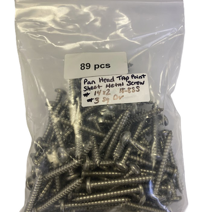 #14 x 2" Pan Head Sheet Metal Screw, Tap Point, Sq Dr, 18-8SS