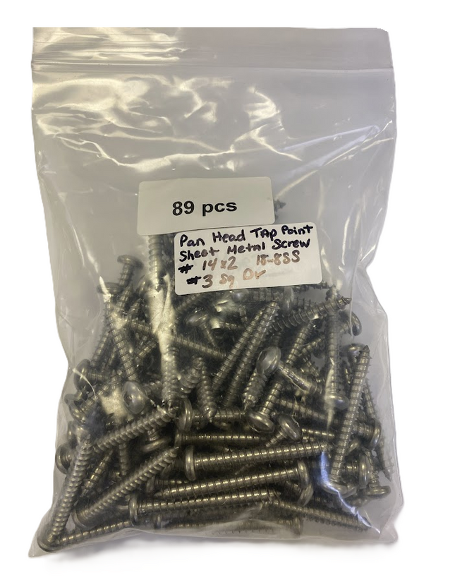 #14 x 2" Pan Head Sheet Metal Screw, Tap Point, Sq Dr, 18-8SS