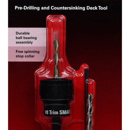 #8 Smart-Bit Pre-Drilling and Countersinking Tool; Smart-Bit out of package on deck with replacement bits