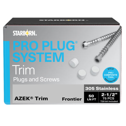 Pro Plug System for AZEK Frontier Trim, 50 Lineal Ft, Stainless Steel