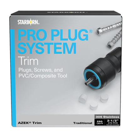 Pro Plug System for AZEK Traditional Trim, 250 Lineal Ft, Stainless Steel
