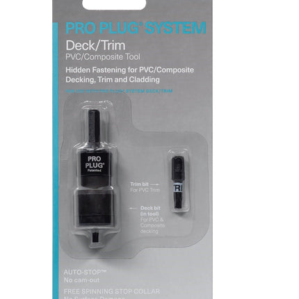 Pro Plug System PVC/Composite Tool for Deck and Trim, 1 Tool, 1 deck bit, 1 trim bit