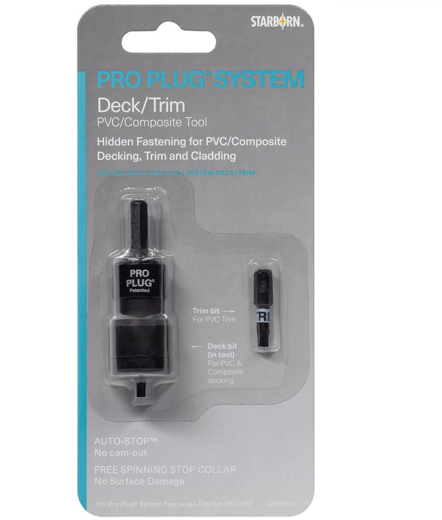 Pro Plug System PVC/Composite Tool for Deck and Trim, 1 Tool, 1 deck bit, 1 trim bit