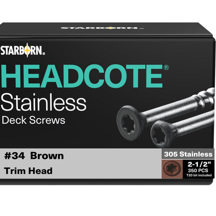 Headcote Stainless Deck Screws, 8 x 2-1/2" 350pcs
