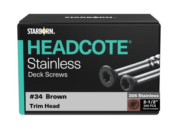 Headcote Stainless Deck Screws, 8 x 2-1/2" 350pcs
