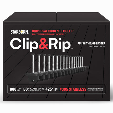 Clip & Rip Universal Hidden Deck Clips, 800 clips for 425sq ft, 305 Stainless Steel