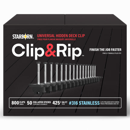 Clip & Rip Universal Hidden Deck Clips, 800 clips for 425 sq ft, 316 Stainless Steel