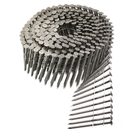 Wire Coil Siding Nails, Stainless Steel, Ring Shank