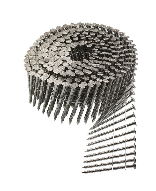 Wire Coil Siding Nails, Stainless Steel, Ring Shank