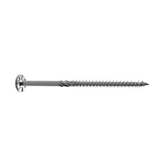 U2 Stainless Steel Construction Screw with Dome Head, talon grip nibs to dig into material when countersunk, tapper point for easy start and piercing substrate material.; U2 Fasteners Construction Screw, line art.  See deep recess star drive that allows bit to fit tightly and lets the user install this screw one handed.  Tapper Point which consists of the Cork Screw Start and Blade Cutting Thread for easy piercing and alleviating strain on the material. 
