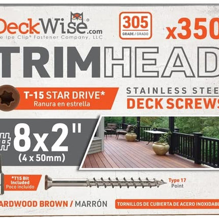 Deckwise Hardwood Brown Trim Screws, 350pcs, 305 Stainless Steel