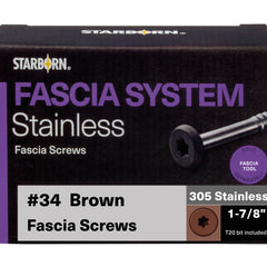 Fascia System Stainless Fascia Screws, #34 Brown, 400pcs