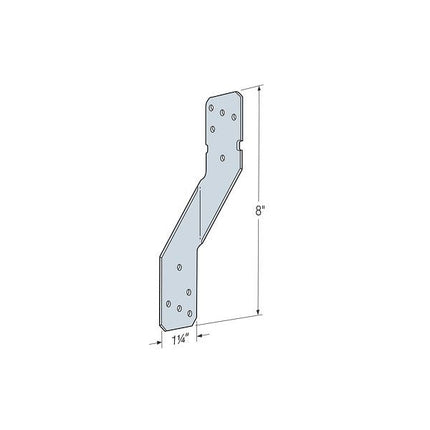 H8SS Hurricane Tie, 18 Gauge, Stainless Steel; H8SS Sizing Call Out.  Length 8", Width 1-1/4"