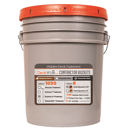 Ipe Clip Extreme S, Black Clips, 1050 pc pail for 600 sq ft; Ipe Clip Extreme S, Black Clip, Front View; Ipe Clip Extreme S, Black Cip, Back View, creates 5/32" spacing