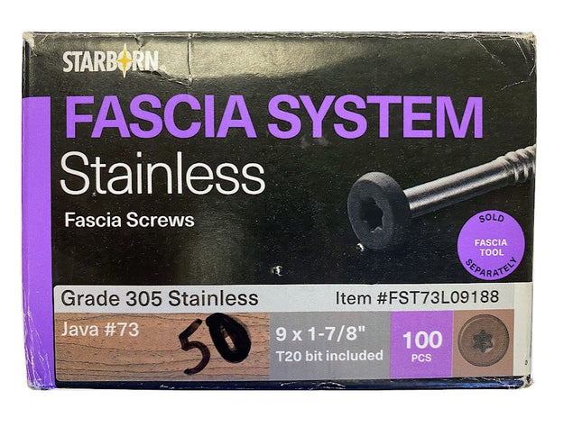 Fascia Screws 1-7/8", Java, Partial Box, 50pcs, Stainless Steel