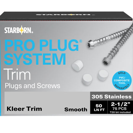 Pro Plug System for Kleer Smooth Trim, 50 Lin Ft, Stainless Steel