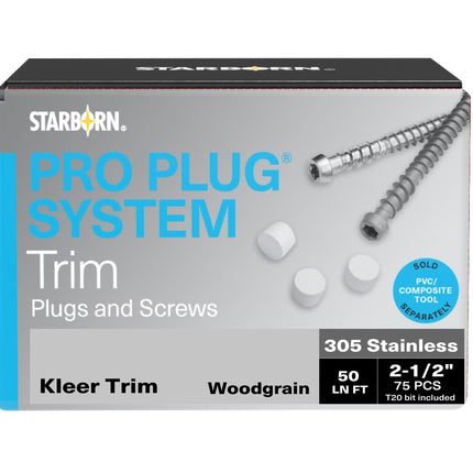 Pro Plug System for Kleer Woodgrain Trim, 50 Lin Ft, Stainless Steel
