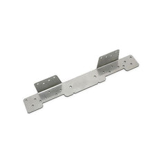 LSCSS Stair Stringer Connector, Adjustable, 18 Gauge, Stainless Steel; LSCSS Sizing Call Out Illustration.  Total Width 11-1/16" Height and Length are 1-1/2" respectively; LSC Adjustable Stair Stringer Connector Installed