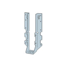 LUS210 Single 2 x 10 Face Mount Joist Hanger, Stainless Steel; LUS210 Installed with nails, installation illustration; Double Shear Nailing, top view. The nail is installed into the joist and header, distributing the load through two points on each joist nail for greater strength