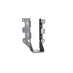 LUS26SS Single 2 x 6 Face Mount Joist Hanger, Stainless Steel; LUS26SS Installed with Strong Drive SD Connector Screw; Double Shear Nailing, top view. The nail is installed into the joist and header, distributing the load through two points on each joist nail for greater strength