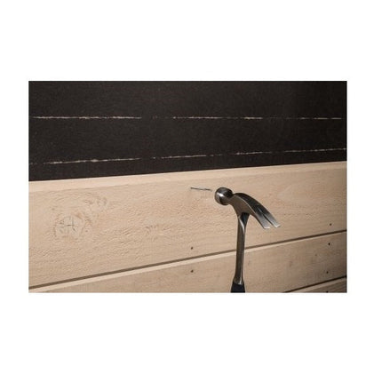 Wood Siding Nail, Stainless Steel, Ring Shank; Wood Siding Nail, line art, checkered head, diamond point; Wood Siding nail being installed 