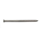 Wood Siding Nail, Stainless Steel, Ring Shank; Wood Siding Nail, line art, checkered head, diamond point; Wood Siding nail being installed 