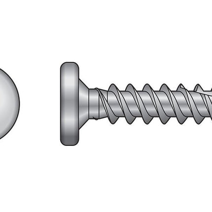 PC Standing-Seam-Roofing Panel Clip Screw, collated, stainless steel, square drive, pancake head; PC Series Collated Stainless Screw being installed into a metal screw using a Quik Drive Tool
