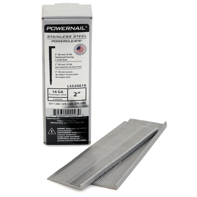 Flooring Cleats, 16 gauge, stainless steel; 16 gauge, L Cleats, Collated, Stainless Steel
