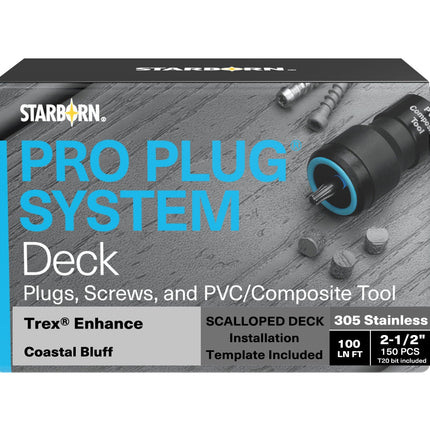 Pro Plug System, Trex Coastal Bluff, 100 Lineal Ft, Stainless Steel