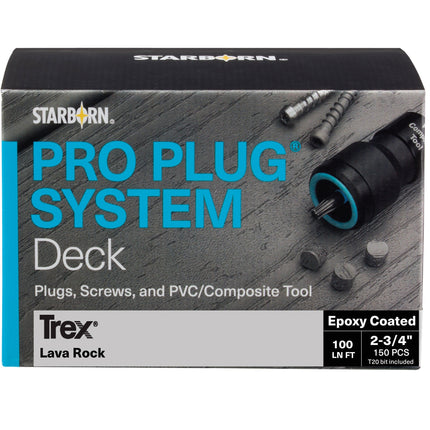 Pro Plug Trex Lava Rock, 100 lin ft, epoxy screws