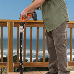 Quik Drive Collated Bugle Head Deck Screws being installed on a seaside deck; Quik Drive, Bugle Head Collated Screws, Square Drive, 316 Stainless Steel