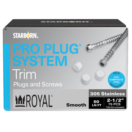 Pro Plug System for Royal Smooth Trim, 50 Lineal Ft, Stainless Steel