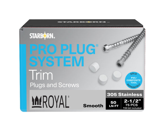 Pro Plug System for Royal Smooth Trim, 50 Lineal Ft, Stainless Steel