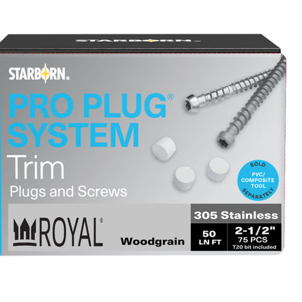 Pro Plug System for Royal Woodgrain Trim, 50 Lineal Ft, Stainless Steel