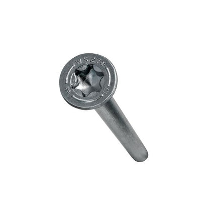 10" SDWS Timber Screw, Stainless Steel; SDWS Screw, Star Drive, View of head with stamp; 10" SDWS Timber Screw, Digital rendering showing the thread pattern 