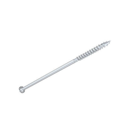 10" SDWS Timber Screw, Stainless Steel; SDWS Screw, Star Drive, View of head with stamp; 10" SDWS Timber Screw, Digital rendering showing the thread pattern 