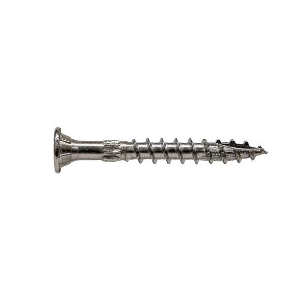SDWS Timber Screw, 3", side view; SDWS Screw, Star Drive, View of head with stamp; 3" SDWS Timber Screw, Digital rendering showing the thread pattern