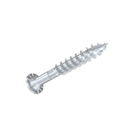 SDWS Timber Screw, 3", side view; SDWS Screw, Star Drive, View of head with stamp; 3" SDWS Timber Screw, Digital rendering showing the thread pattern