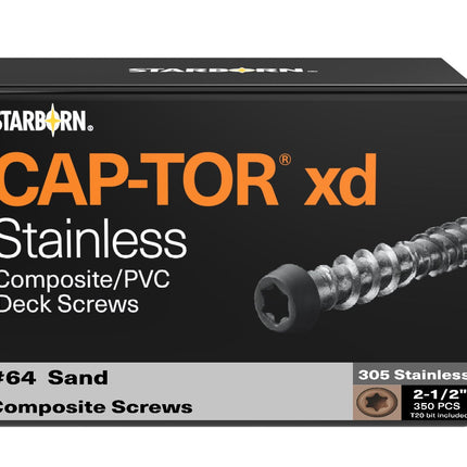 Cap-Tor xd Composite Deck Screws, 10 x 2-1/2" 350pcs, #64 Sand