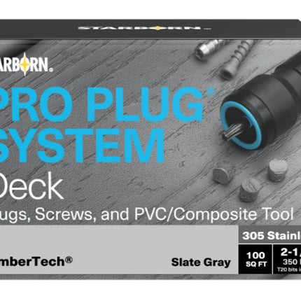 Pro Plug System for Timbertech Decking, 100 Sq Ft Kit with Stainless Steel Screws