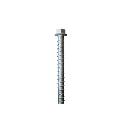 Titen HD Heavy-Duty Screw Anchor, Stainless Steel; Titen HD photo featuring the carbon-steel thread at the end of the screw.  This thread cuts the concrete while limiting the amount of carbon-steel in the anchor