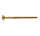 U2 Fasteners Contruction Screw.  Carbon steel screw  finished with U-Gold.  Photo shows a close up of a single screw- shows head style, screw shank and point.
