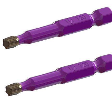 U2 Driver Bits. 2 pack, T-20, purple; U2 Driver Bits, Color coded for ease of use. T-10 is yellow,T-15 is red, T-25 is green, T-30 is black, T-40 is Blue