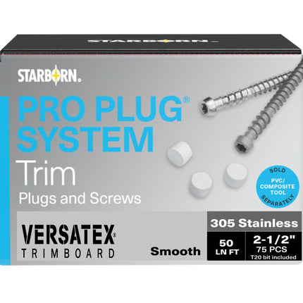 Pro Plug System for Versatex Smooth Trim, 50 Lin Ft, Stainless Steel