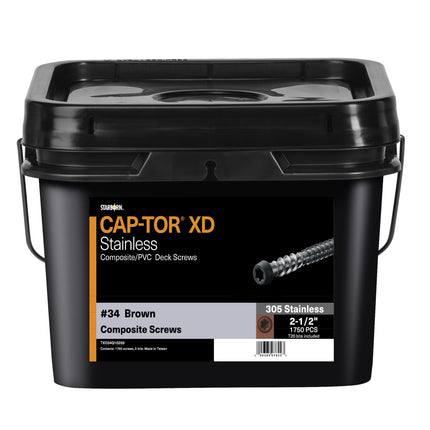 Cap-Tor xd Composite Deck Screws, 10 x 2-1/2" 1750pcs, #34 Brown